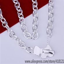 N233 Hot Sale Silver Plated Fine Jewelry,Wholesale Charm Free Shipping Silver Fashion Dog Plate And Bone Thick Necklaces 2024 - buy cheap