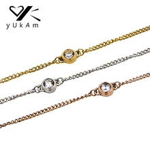 YUKAM Jewelry Women Silver Color Gold Crystal Rhinestones Stone Bracelets Bangles Adjustable Stainless Steel Love Charm Bracelet 2024 - buy cheap