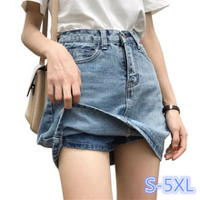 S-XL, 2xl, 3xl, 4xl, 5XL 2019 летние джинсовые шорты с высокой талией юбки размера плюс женские джинсовые шорты (E0952) 2024 - купить недорого