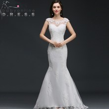 Vestido de casamento com botões e apliques, vestido de noiva elegante, com renda 2024 - compre barato