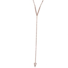 Classic lariat necklaces Y shape necklace danity rose gold color long chain micro pave cz V charm women jewelry 2024 - buy cheap