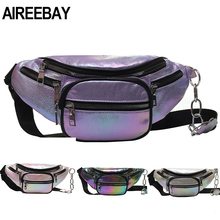 AIREEBAY Holographic Waist Bags For Women Laser Chest Bag Fashion Large-capacity Street Style Fanny Pack Travel Phone Purse Bag 2024 - buy cheap
