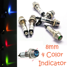 Lâmpada de luz led indicadora, 8mm, painel para motocicleta, carro, caminhão, barco, 12v, vermelho, âmbar, branco, azul, verde 2024 - compre barato