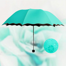Новый Солнечный зонтик складной зонтик защита от солнца УФ для мужчин и женщин, меняющий цвет зонтик, встречая вода показывает цветы 2024 - купить недорого