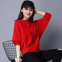 Sale Autumn Winter Knitted Sweater Women Long Batwing Sleeve Slash Neck Loose Pullover Christmas Sweater Tops Jumper Pull Femme 2024 - buy cheap