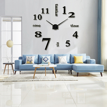 muhsein 3D Digital + English Letter Stickers Acrylic Mirror diy Wall Clock for Home Decor Free Shipping 2024 - buy cheap