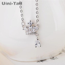 Uini-Tail Hot New 925 Sterling Silver Princess Crown Micro Inlay Pendant Necklace Korean Fashion Tide Flow High Quality Jewelry 2024 - buy cheap