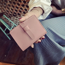 High Quality Ladies Vintage Short Coin Purse Women Solid Color Pumping Belt Wallet PU Leather Clutch Small Wallets Popular 2024 - buy cheap