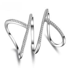 Anillo de Plata de Ley 925 con diseño geométrico para mujer, joyería de boda, brillante intenso, CZ, cristal 2024 - compra barato