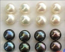 HOT SELL - Hot sale > 8PCS >>>>WHOLESALE luxury 8 PAIRS OF 9-10MM tahitian WHITE BLACK PEARL EARRING A -Top quality free sh 2024 - buy cheap