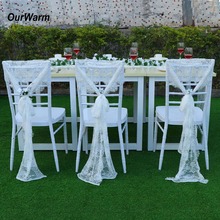 OurWarm-fajas para silla de boda de 35x300CM, lazo de encaje de flores, Decoración de cumpleaños para fiesta de boda, textil para el hogar 2024 - compra barato
