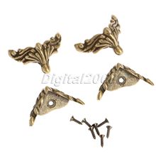 Hot 4pcs Bronze/Red Zinc Alloy Antique Brass Jewelry Gift Box Wood Case Decorative Feet Leg Corner Protector 38x21x32mm 2024 - buy cheap