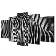 Lienzos-impresiones HD para Arte de la pared Decoración en casa, Marco para fotografías, pinturas de cebra en blanco y negro para sala de estar, carteles de animales, 5 piezas 2024 - compra barato