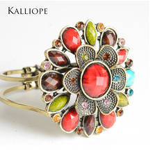 55mm double-layer flower-shaped metal resin with colorful rhinestone bracelet exquisite unique women jewelry 2024 - buy cheap