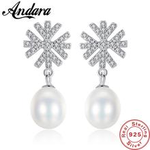 Snowflake Pearl Stud Earring 925 Sterling Silver Fashion Elegant Pearl Earring For Women Jewelry 2024 - buy cheap