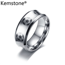 Kemstone 8MM Sporty Stainless Steel Football Veins Silver Color Men Ring Jewelry Gift 2024 - buy cheap