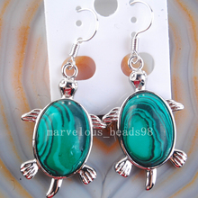 Free Shipping Beautiful Green Malachite Trutle Tortoise Beads Earring PC4178 2024 - buy cheap
