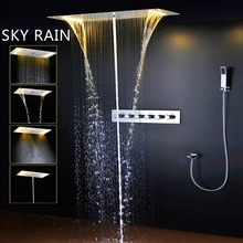 SKY RAIN High Flow Thermostatic Shower System Multi function Rainfall Mist Waterfall Water Column Shower Set 2024 - buy cheap