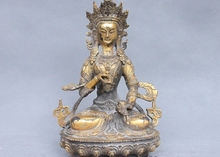 Estátua de buda vajradara kwan-yin, clássico suspenso de bronze dourado, 20 cm 2024 - compre barato