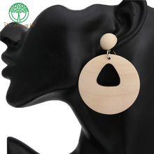 One Pairs Only Vintage Wood Dangle Earrings Round Hole Drop Earrings Jewellery Boucles D'oreilles Pour Les Femmes 2024 - buy cheap