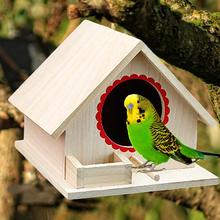 Wood Birds Nest Box New DIY Small Outdoor Garden Parrot Cockatiels Swallows Nest Wooden Bird House 2024 - buy cheap