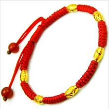 Pulseira de contas de ouro corda vermelha de transferência da sorte bracelete ajustável corda de mão de malha da sorte feng shui 2024 - compre barato