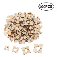100Pcs Blank Heart Wood Slices Discs DIY Crafts Embellishments For Board Game Pieces Arts Crafts (25pcs * 6mm+8mm+10mm+12mm) 2024 - buy cheap