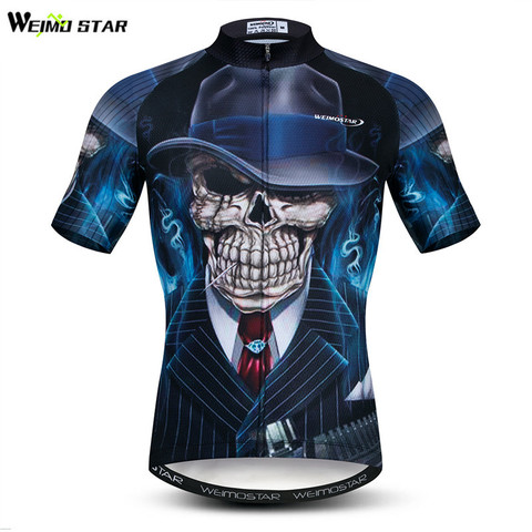 Weimostar 3D Skull Cycling Jersey Men Summer Short Sleeve Mountain Bike Clothing Maillot Ciclismo Quick Dry MTB Bicycle Jersey 2022 - buy cheap