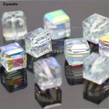 Isywaka 100 pçs 8mm branco ab cor quadrado áustria contas de cristal charme grânulos de vidro solto espaçador grânulo para diy jóias fazendo 2024 - compre barato