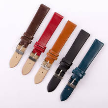 New 12/14/16/18/20/22mm Genuine Leather Watch Strap Band with Stainless Steel Buckle Color Random Wholesale 2024 - buy cheap