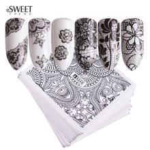 40 Sheets / Lot Nail Art Water Transfer Black Lace Flowers Design DIY Nail Stickers Manicure Tips Decoration Foil Set LAA625-672 2024 - buy cheap