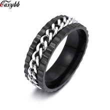 Rotable Punk Rock Men Ring Stainless Steel Gold Black/Rainbow Chain Spinner Rings For Women/male Jewelry 2024 - buy cheap