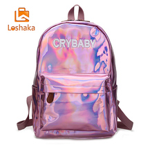 Loshaka/рюкзак в стиле хип-хоп с вышитыми буквами, голограммой и лазером, женский рюкзак из искусственной кожи, школьный рюкзак для девочек 2024 - купить недорого