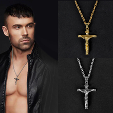 Christian Pendant Necklace Men Fashion Jewelry Crucifix Jesus Cross pendant Long Chain Necklaces Jewelry 2024 - buy cheap