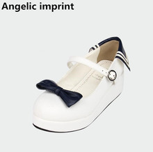 Marca angelic mulher mori menina lolita cosplay sapatos senhora meados de saltos bombas meninas estudantes vestido de princesa sapatos da marinha grande promtion 2024 - compre barato