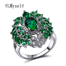 Bonito sparkly cz anéis de luxo com champanhe e cristal verde jóias senhoras acessórios moda jóias anel para mulher 2024 - compre barato