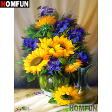 HOMFUN-pintura de diamante 5D DIY "Flor de colores", cuadrados o redondos de imitación bordado de diamantes, regalo de punto de Cruz, decoración del hogar, A08909 2024 - compra barato