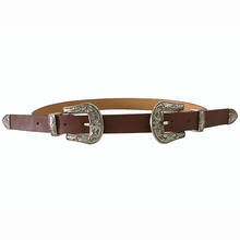 Seabigtoo Vintage Double Metal Pin Buckle Belts for women female Carved PU Leather Belts Designer brand Jeans Belt For Women 2024 - buy cheap