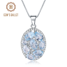 Ожерелье с подвеской gemb's BALLET 3,90 карат, натуральный небесно-голубой топаз, драгоценный камень для женщин, изящные украшения из стерлингового серебра 925 пробы, овальная подвеска 2024 - купить недорого