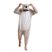 Adult Flannel Kigurumi Animal Cosplay Costume Grey Koala Onesies Pajamas For Halloween Carnival Masquerade Christmas Party 2024 - buy cheap