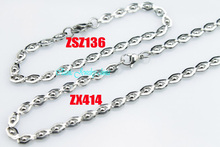 cat's eye shape stainless steel necklace 4.8mm fashion set jewelry 10 sets   ZX414 and ZSZ136 2024 - buy cheap