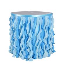 HobbyLane New 2019 Solid Color Tulle Table Skirt For Wedding Decoration 6ft 9ft 14ft Wave Chiffon Table Skirt For Brithday Party 2024 - buy cheap