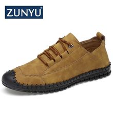 ZUNYU 2019 New Fashion Leather Spring Casual Shoes Men's Shoes Handmade Vintage Loafers Men Flats Hot Sale Moccasins Sneakers 2024 - buy cheap