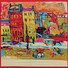 Hot Van Gogh Red House Painting Square Scarves Ladys Silk Scarfs Shawls Kerchief Luxury Artistic Wraps Summer Multicolor 90*90cm 2024 - buy cheap