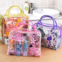 PVC Transparent Cosmetic Bag Women Make Up Bag Flowers Printed Toiletry Bags Makeup Organizer Case For Travel Cosmetic Bag Lady 2024 - buy cheap