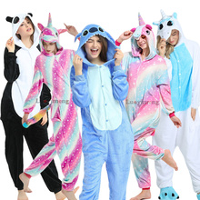 NEW Adults Stitch Panda Onesie Pajamas Women Kigurumi Unicorn Pajamas Sleepers Animal Cartoon Sleepwear Flannel Pyjamas Jumpsuit 2024 - buy cheap