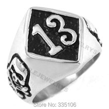Fashion Lucky 13 Ring Skull Motor Biker Ring Stainless Steel Jewelry Gothic Biker Mens Ring SWR0175A 2024 - buy cheap