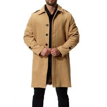 2018 осенне-зимнее классическое винтажное стильное пальто, тонкое длинное шерстяное пальто, Мужская ветровка, повседневное длинное шерстяное пальто для мужчин 2024 - купить недорого