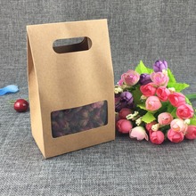 30pcs 10*6*16cm  wedding kraft paper gift bags/boxes Paper brown stand up window for wedding/Gift/Jewelry/Food/Candy Packing Bag 2024 - buy cheap