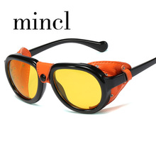 Óculos de sol feminino, armação grande, punk, de couro, hip hop, nx 2024 - compre barato